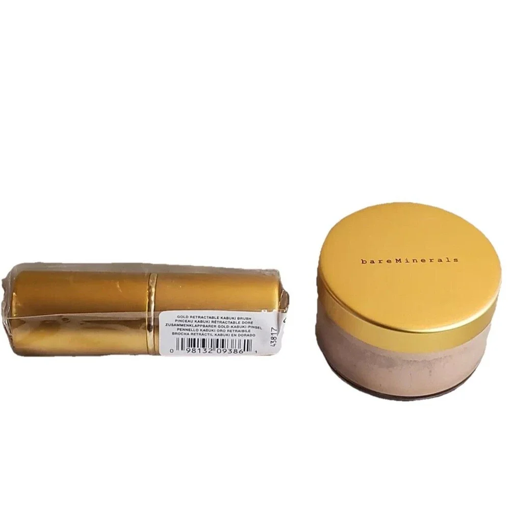 i.d. bareMinerals PRECIOUS GOLD Duo Face & Body Color 0.5 oz /15 g & Brush NIB